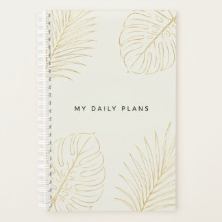 Modern Metallic Gold Line Art Botanical Personaliz Planner