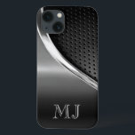 Modern Metallic Look Monogrammed iPhone 13 Case<br><div class="desc">This design features a sleek modern look with a sporty edge. Shown here in grayscale monochromatic hues, this case is a good choice for the business professional or the casual user. You'll love showing off your phone covered in this stylish case. To personalise this case with your monogram, simply select...</div>