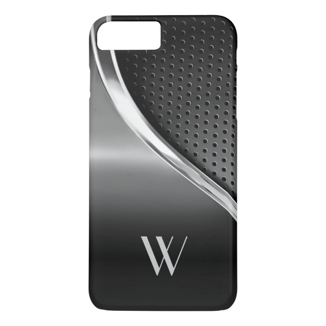 Modern Metallic Look Monogrammed Case-Mate iPhone Case (Back)