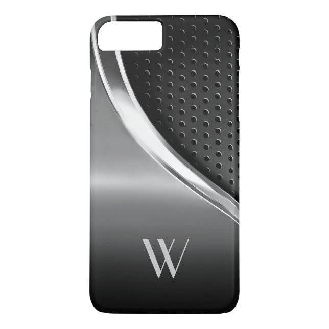Modern Metallic Look Monogrammed Case-Mate iPhone Case (Back)