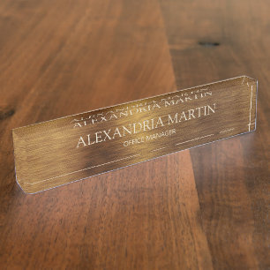 Modern Metallic Minimal Gold Job Title Name Nameplate