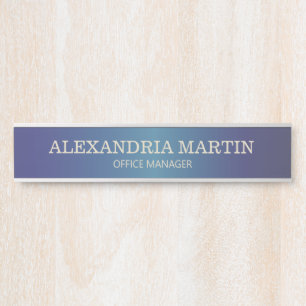 Modern Metallic Navy Blue Name Job Title Door Sign