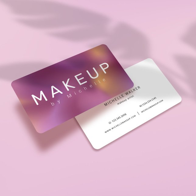 Modern Metallic Ombre Makeup Artist Business Card (Creator Uploaded)