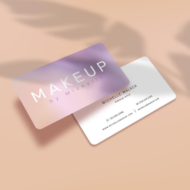 Modern Metallic Ombre Makeup Artist Business Card (Creator Uploaded)