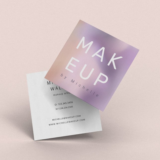 Modern Metallic Ombre Makeup Artist Square Business Card (Creator Uploaded)