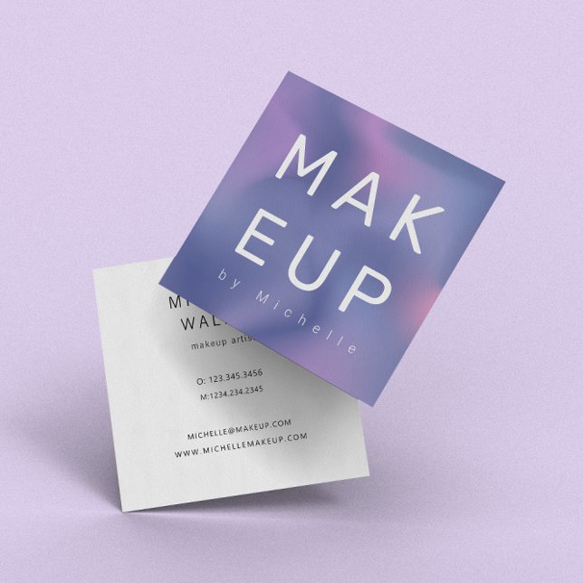 Modern Metallic Ombre Makeup Artist Square Business Card (Creator Uploaded)