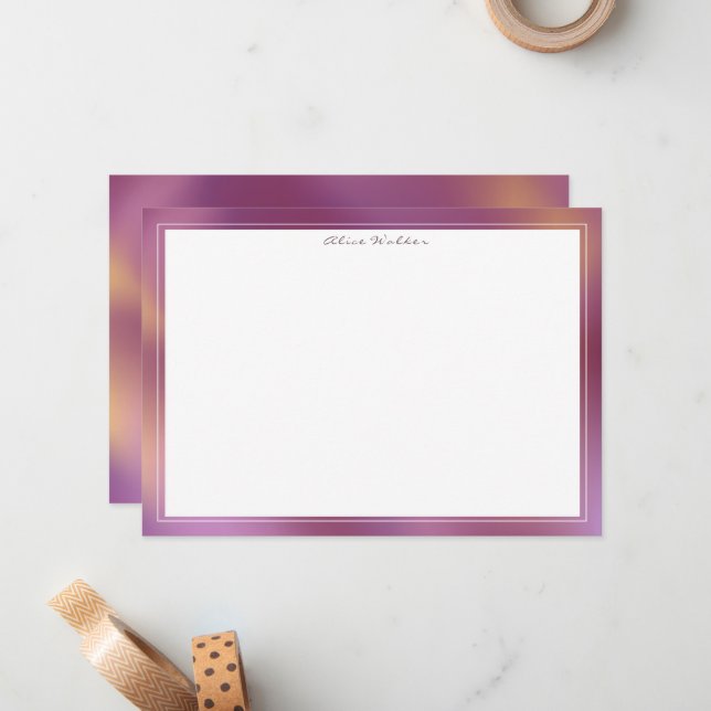 Modern Metallic Pattern Pink And Gold Card (Front/Back In Situ)