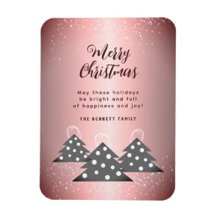Modern Metallic Pink Christmas Tree Magnet