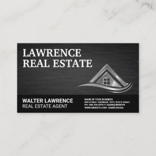 Modern Metallic Real Estate Logo Business Card