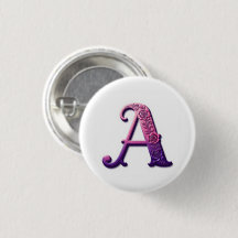 Modern Metallic Rosemaling Letter A, Pink/Purple