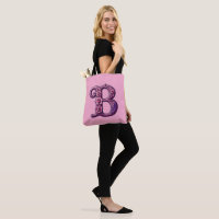 Modern Metallic Rosemaling Letter B, Pink/Purple