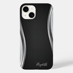 Modern Metallic Silver Black  Case-Mate iPhone 14 Case