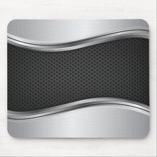 Modern Metallic Silver Black Mouse Pad