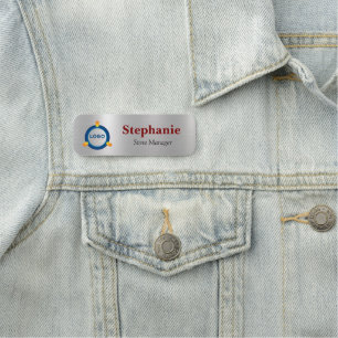 Modern Metallic Silver Brushed Magnetic Company  N Name Tag