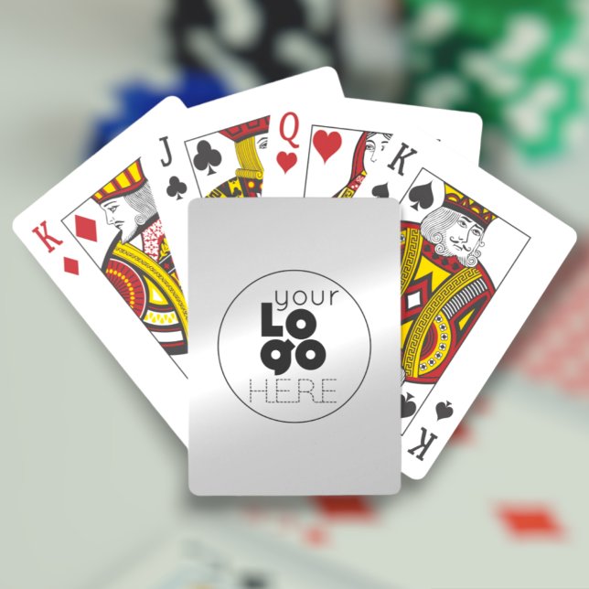 Modern Metallic Silver Business Logo Playing Cards (Creator Uploaded)