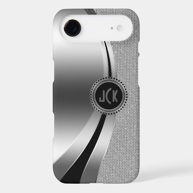 Modern Metallic Silver & Diamonds Glitter Case-Mate iPhone Case (Back)