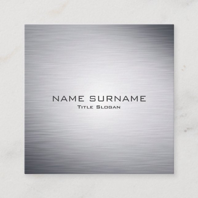 Modern Metallic Silver Style Business Card (Front)