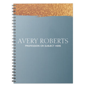 Modern Metallic steel Blue gold stripe Notebook