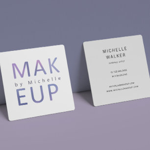 Modern Metallic Typography  Makeup Artist Square Business Card