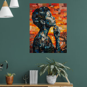 Modern Metropolitan Soul Mixed Media Portrait Poster