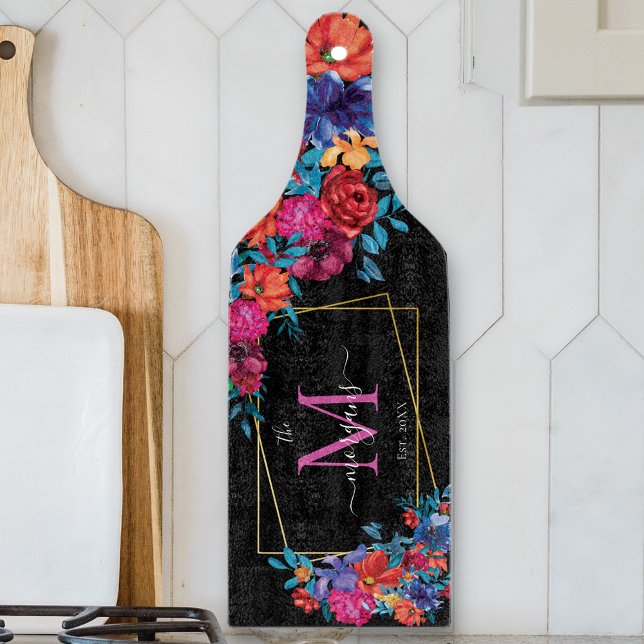 Modern Mexican Fiesta Floral Black Established Cutting Board (Creator Uploaded)