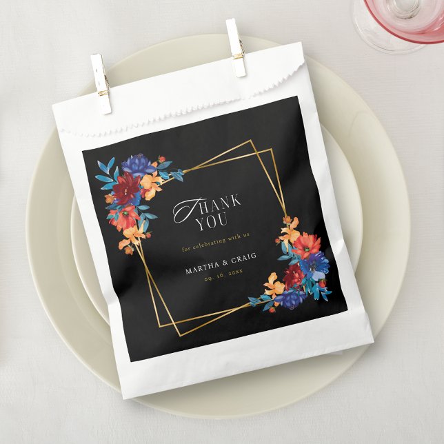 Modern Mexican Fiesta Flower Black Wedding Favour Bag (Creator Uploaded)