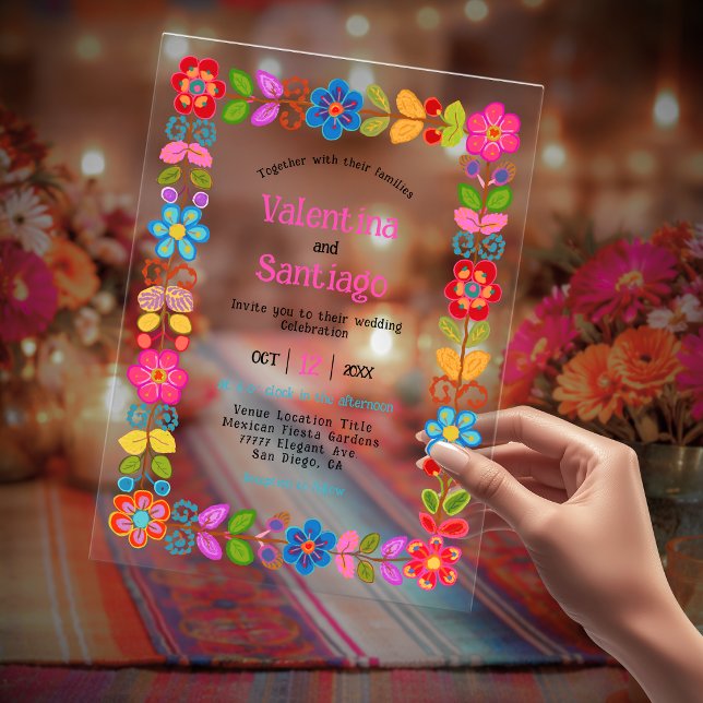   Modern Mexican floral wedding Acrylic Invitations (Creator Uploaded)