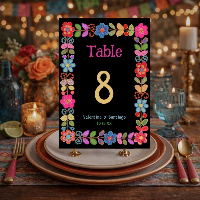   Modern Mexican floral wedding Table Number (Creator Uploaded)