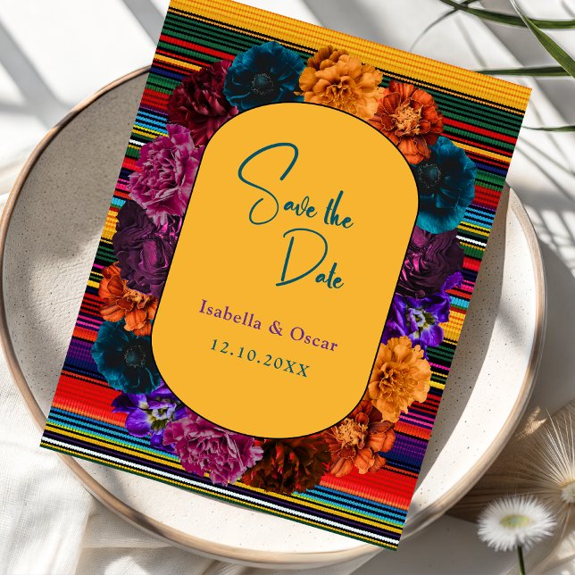 Modern Mexican flowers yellow wedding  Save The Date (Creator Uploaded)