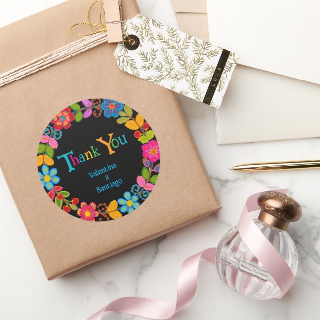 Modern Mexican wedding  Classic Round Sticker (Gifting)