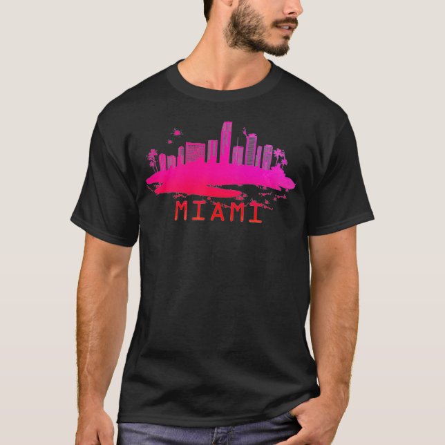 Modern Miami Cityscape Souvenir  Miami Skyline Pre T-Shirt (Front)
