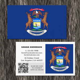 Modern Michigan Business Card, Flag / USA Card