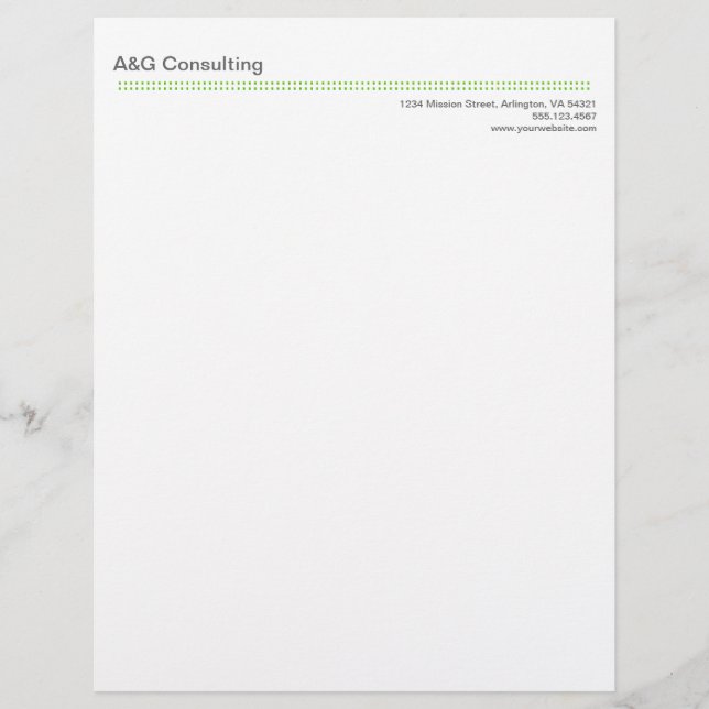 Modern micro dot apple green grey tech business personalized letterhead (Front)