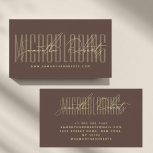 Modern microblading typography script brown business card