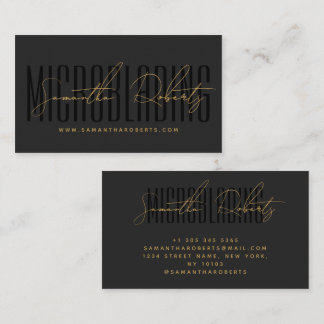 Modern microblading typography script gray black business card