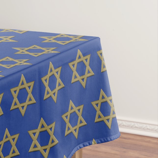 Modern Mid Blue | Chanukah | STAR OF DAVID Tablecloth (In Situ)