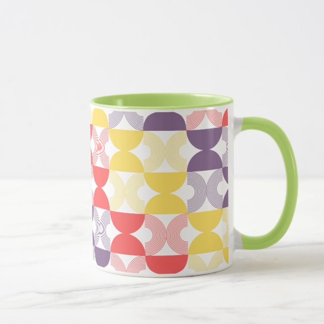 Modern mid century 1970s Colourful geometric pop Mug (Right)