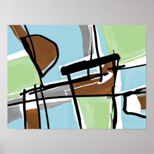 Modern Mid Century Abstract Colourful Painting Art Poster