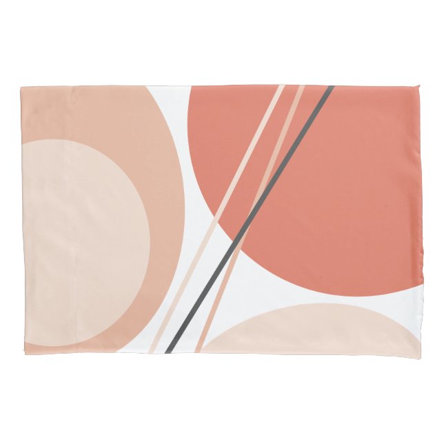 Modern Mid Century Abstract Geo Pastel Terracotta Pillowcase (Front-Left)
