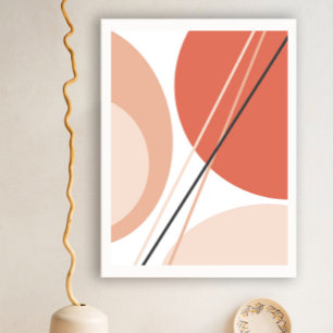 Modern Mid Century Abstract Geo Pastel Terracotta Poster