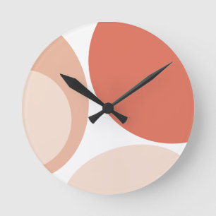 Modern Mid Century Abstract Geo Pastel Terracotta Round Clock