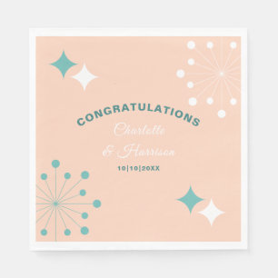 Modern Mid Century Atomic Starburst Wedding Napkin