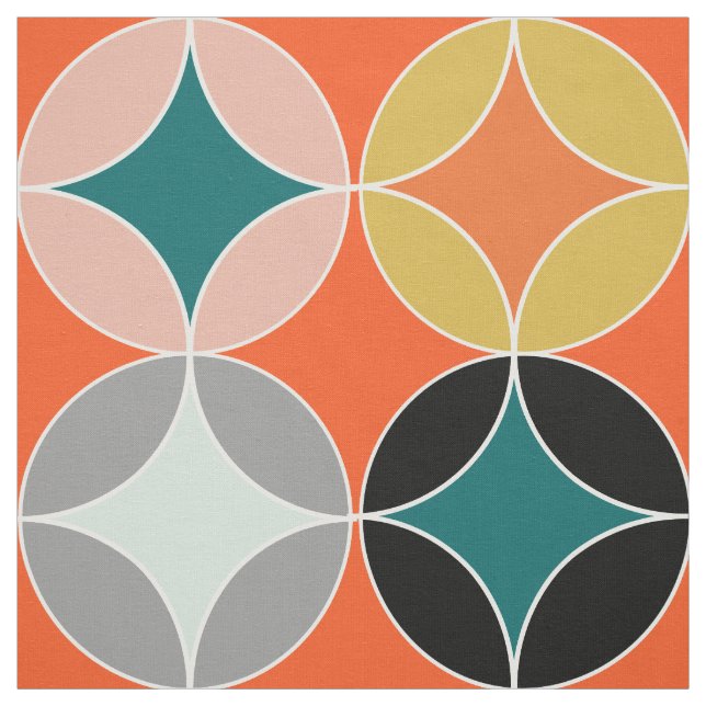 Modern Mid Century Big Circles Repeat Patterned Fa Fabric (Swatch)