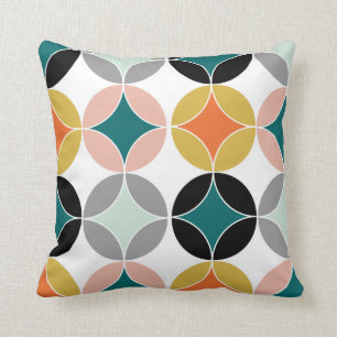 Modern Mid Century Circles Geometric Pattern Cushion
