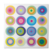 Modern Mid Century Colourful Circles Pattern Ceramic Tile (Front)