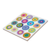 Modern Mid Century Colourful Circles Pattern Ceramic Tile (Side)
