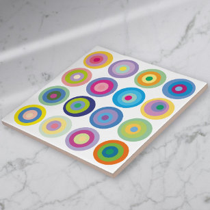 Modern Mid Century Colourful Circles Pattern Ceramic Tile