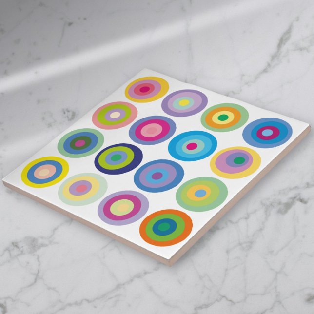 Modern Mid Century Colourful Circles Pattern Ceramic Tile
