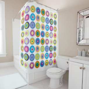 Modern Mid Century Colourful Circles Pattern Shower Curtain