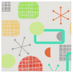Modern Mid Century Colourful Geometric Atomic Star Fabric